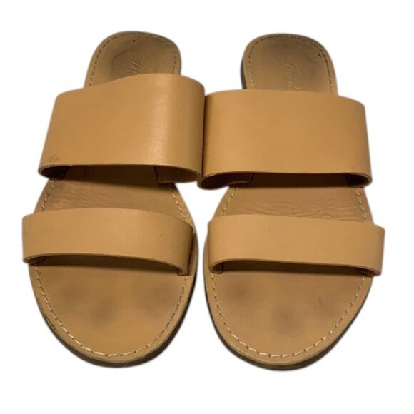 Madewell Double Strap Slide Sandals Women’s 6 Tan Brown Leather Casual Shoes - Picture 1 of 9